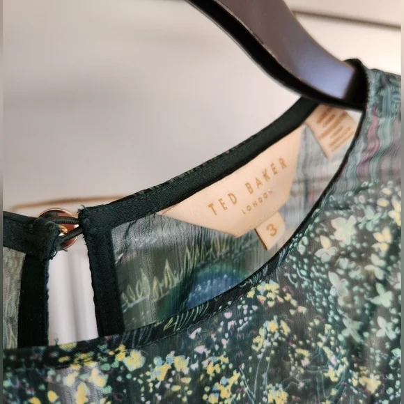 Ted Baker Sorella diamond print long‎ sleeve babydoll dress